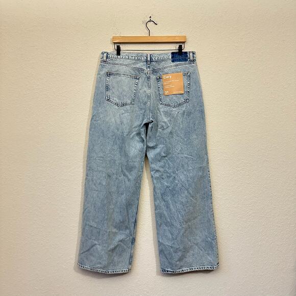 REFORMATION Cary Jeans Blue Rigid Denim LR Slouchy Wide Leg NWT - Picture 2 of 16